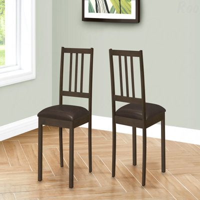 Chaise d'appoint de salle à manger - idéale pour les patios extérieurs, ensemble de 2, d'appoint, rembourré, de cuisine, de salle à manger, d'apparence en cuir brun, pieds en bois brun, transitionnel