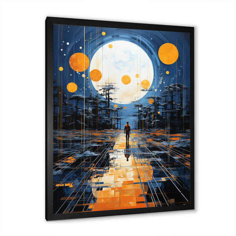 «Hinrikus Yellow Solar Specks», impression géométrique sur toile, H 44 po x l 34 po x P 1,5 po, Cadre photo noir