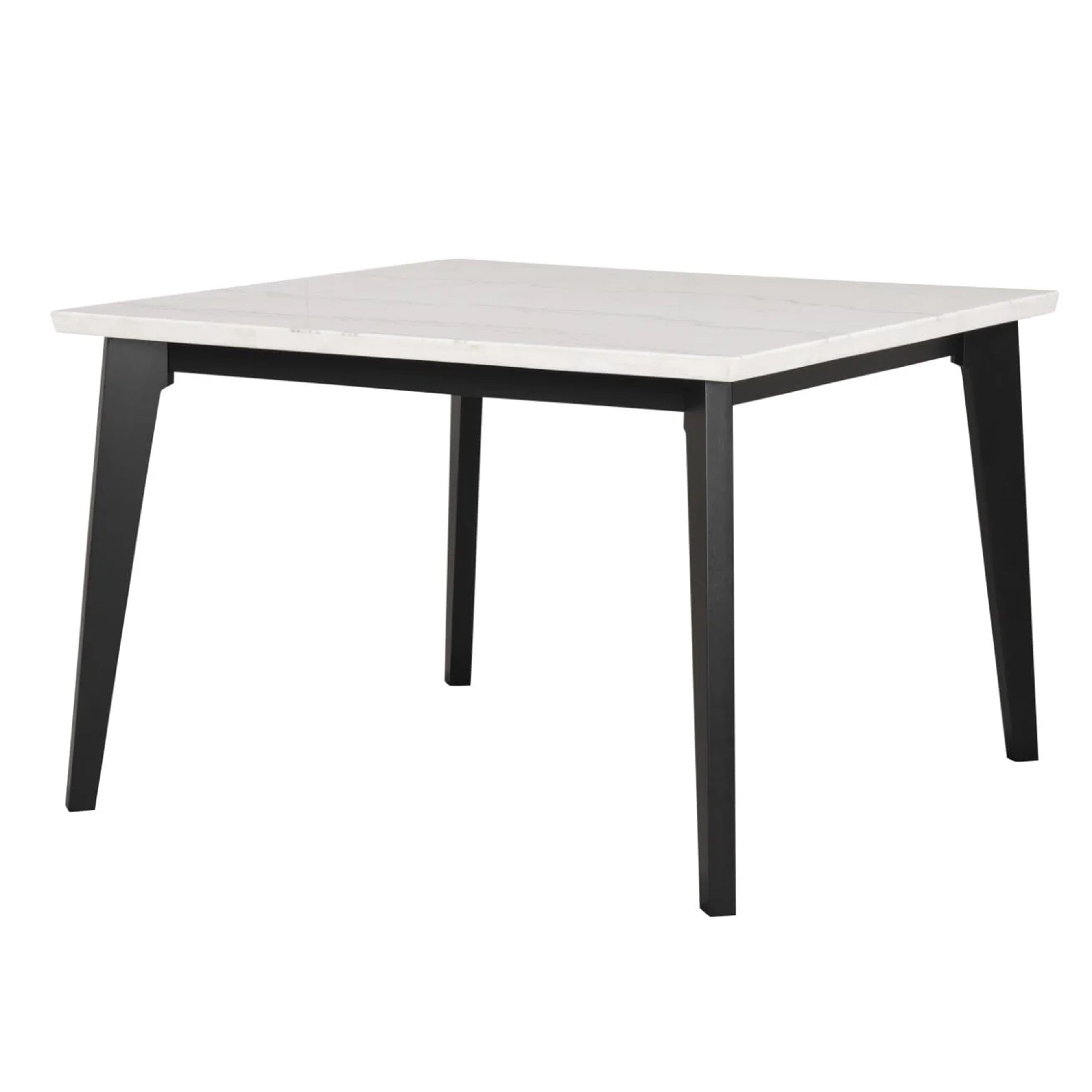 Benjara Soa Counter Height Table, 54 Inch Square White Marble Top ...