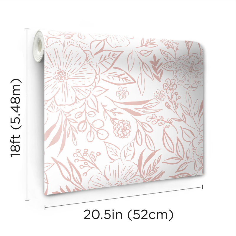 18' L x 20.5" W Peel and Stick Wallpaper Roll, Pink