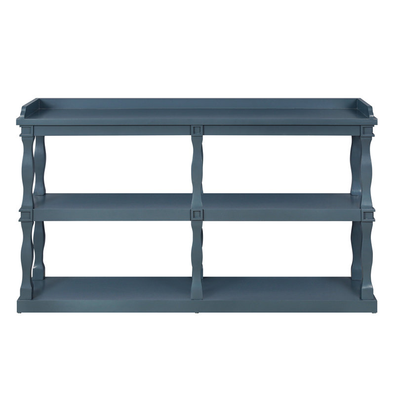 Console Table With 3-Tier Open Storage Spaces And Roman Column Effect Support Legs,Narrow Sofa Entry Table For Living Room, Entryway And Hallway