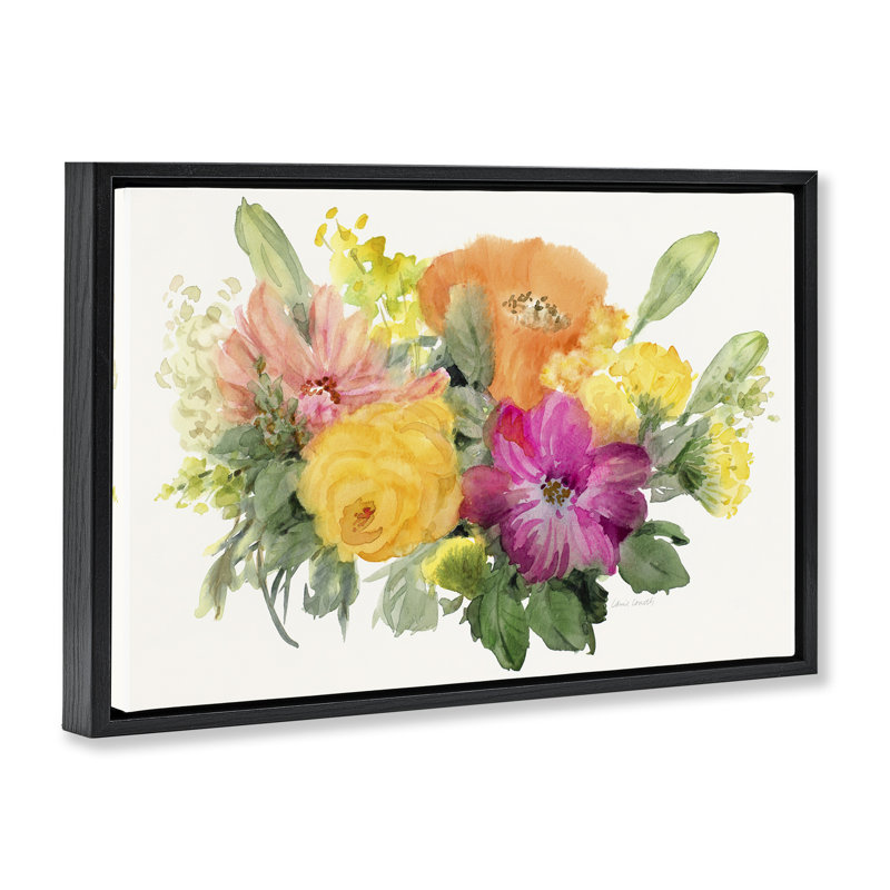 «Bold Bouquet Beauty», toile flottante encadrée par Lanie Loreth, Cadre flottant noir de jais, H 17 po x l 25 po