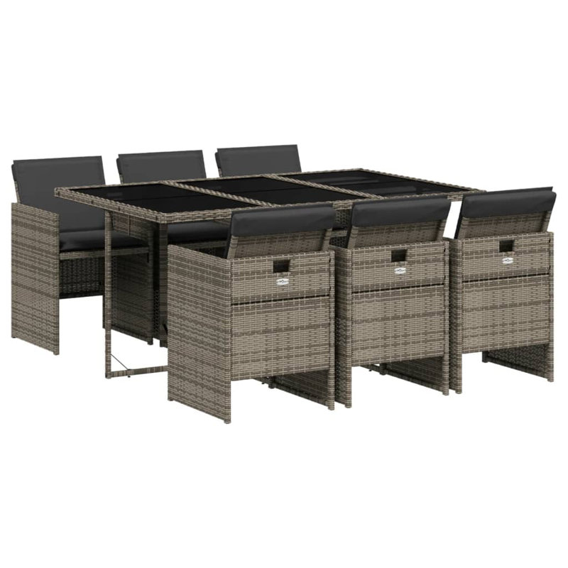  Ensemble de 6 chaises de patio, Gris, Gris foncé