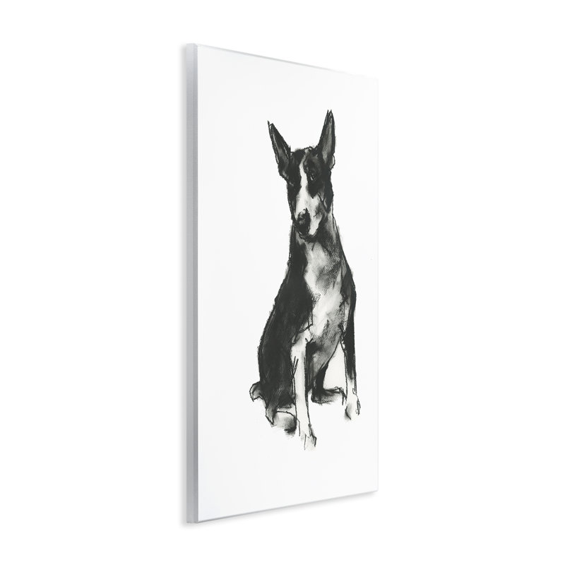 «Charcoal Dog», art mural sur bois par Cartissi, H 15 po x l 10 po