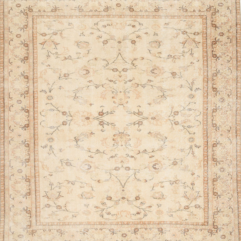 Tapis beige contemporain, Carré 5 pi