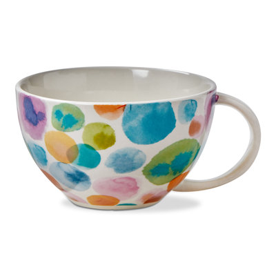 Watercolor Dot Latte Mug Multicolor Ceramic Everyday 14 Oz