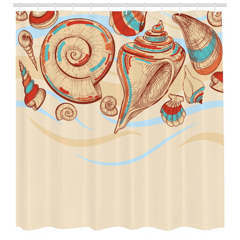 Rideau de douche et crochets mollusk, H 69 po x l 105 po