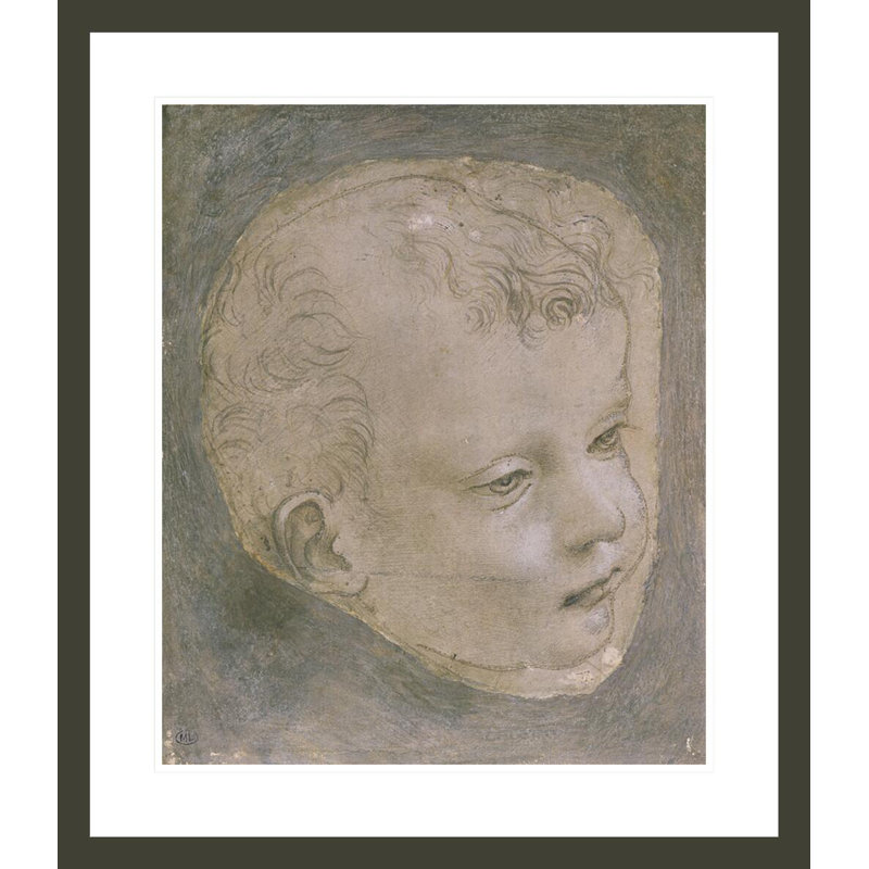 Tête d'enfant (crayon sur papier) par Leonardo Da Vinci, H 27,14 po x l 23,5 po