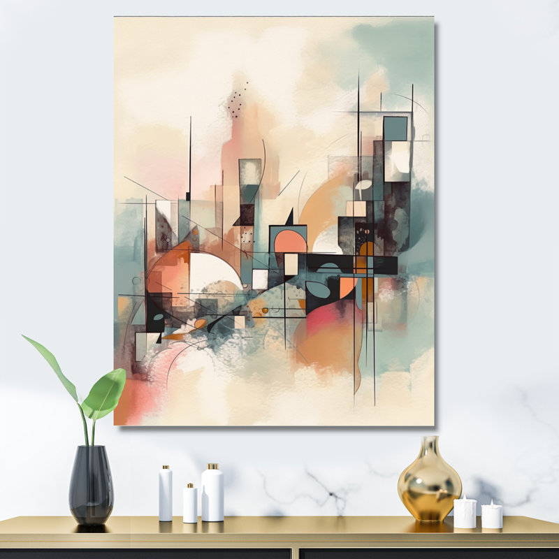 Explorations In Serenity I - Impression sur toile géométrique moderne, H 20 po x l 12 po x P 1 po, Toile tendue