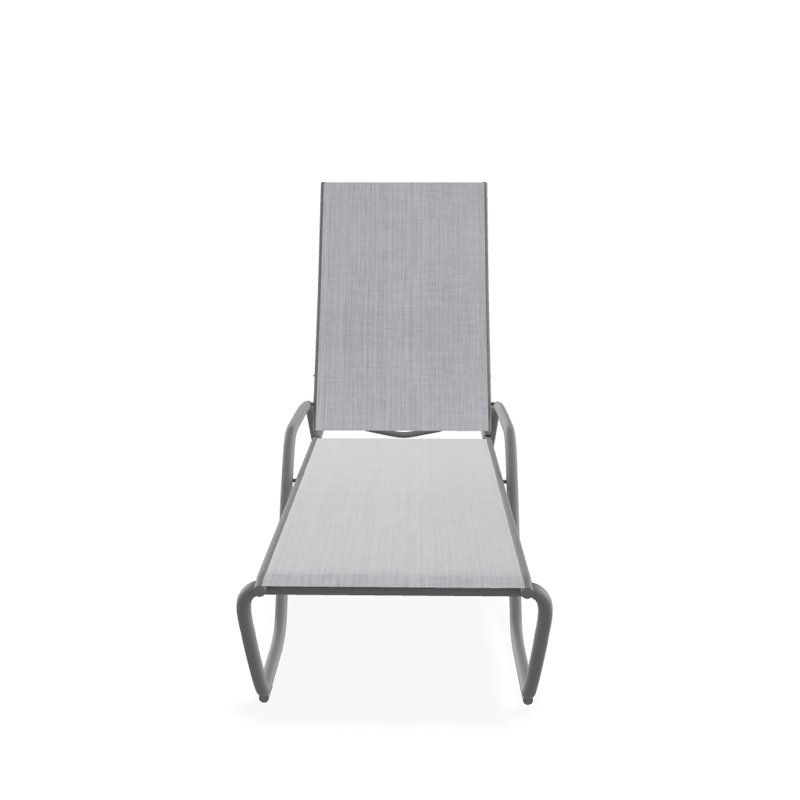 Outdoor Rust-Resistant Metal Chaise Lounge, Textured Graphite, Jewel