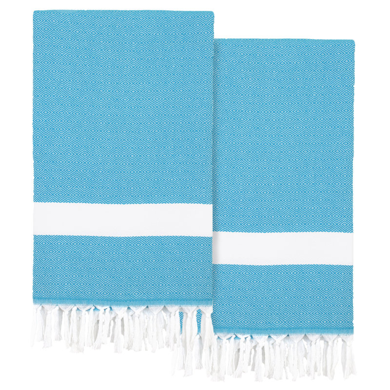 Ensemble de 2 serviettes en coton turc, Turquoise