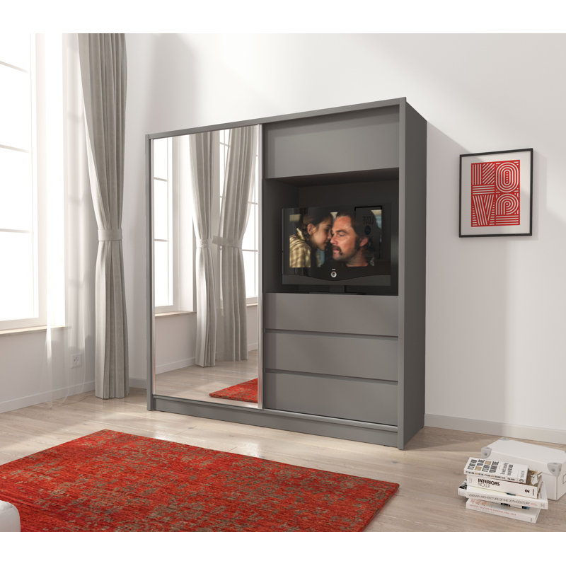 Aghilas 2 Door Manufactured Wood Wardrobe, Grey Matt