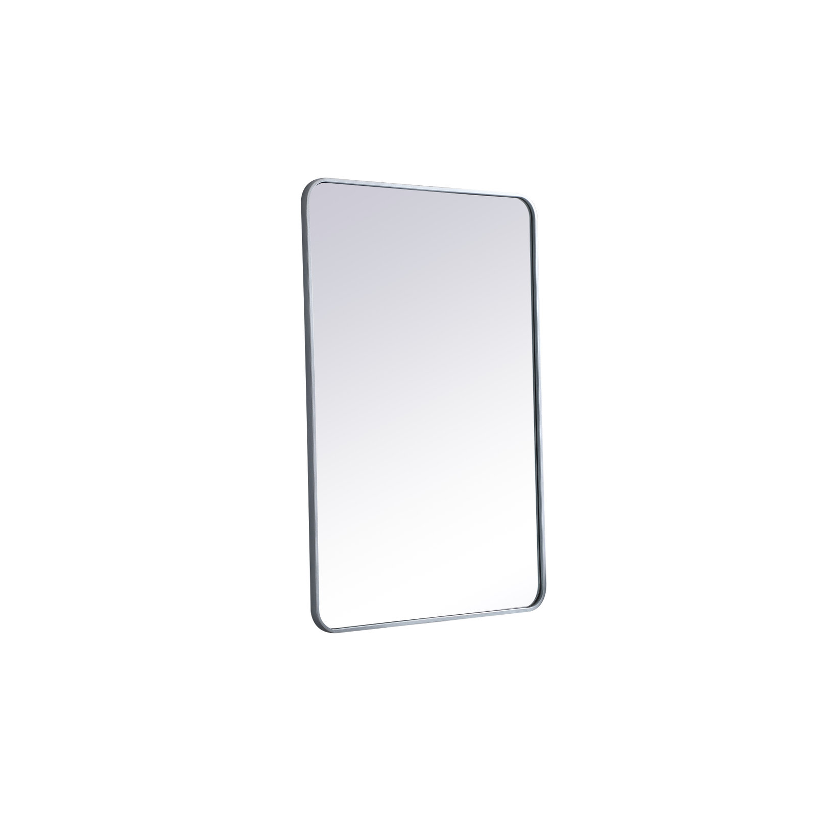 Sabine Metal Rounded Rectangle Wall Mirror, Silver, 42" x 28"