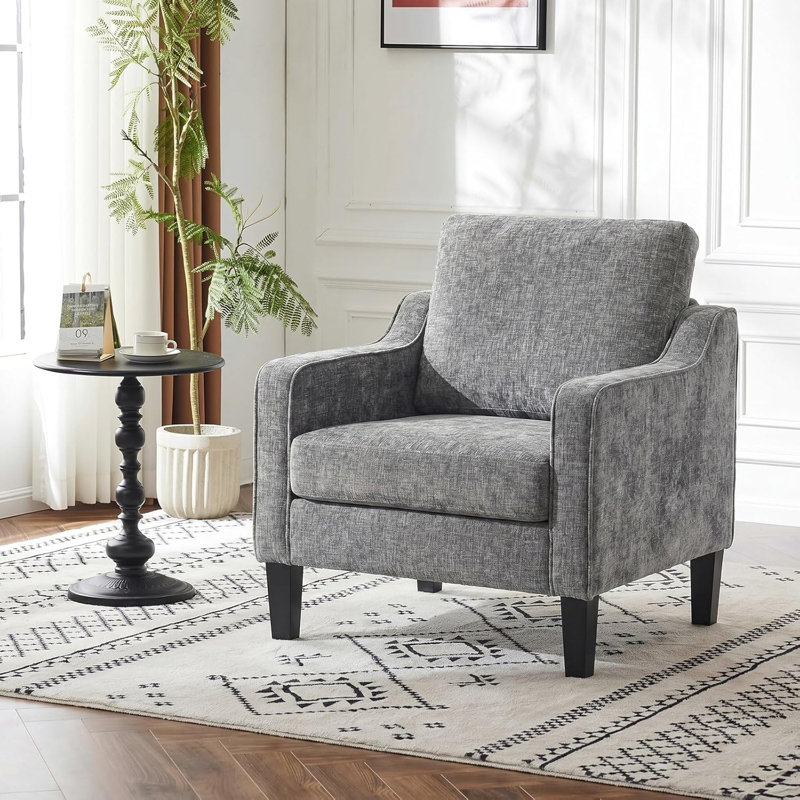 Upholstered Chenille Armchair, Grey