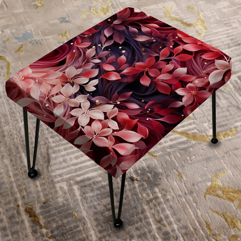 Abstrait fleur romane abstraite rouge et mauve - Repose-pieds rectangulaire abstrait