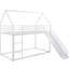 Lit superposé simple au-dessus d'une maison avec glissade et cadre blanc en métal robuste pour la chambre à coucher-266615534