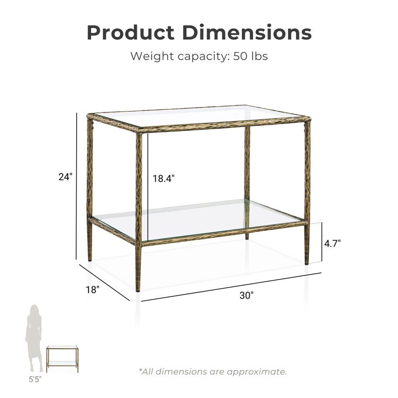 Lalia Modern Hammered Metal 1-Shelf End Table, Gold