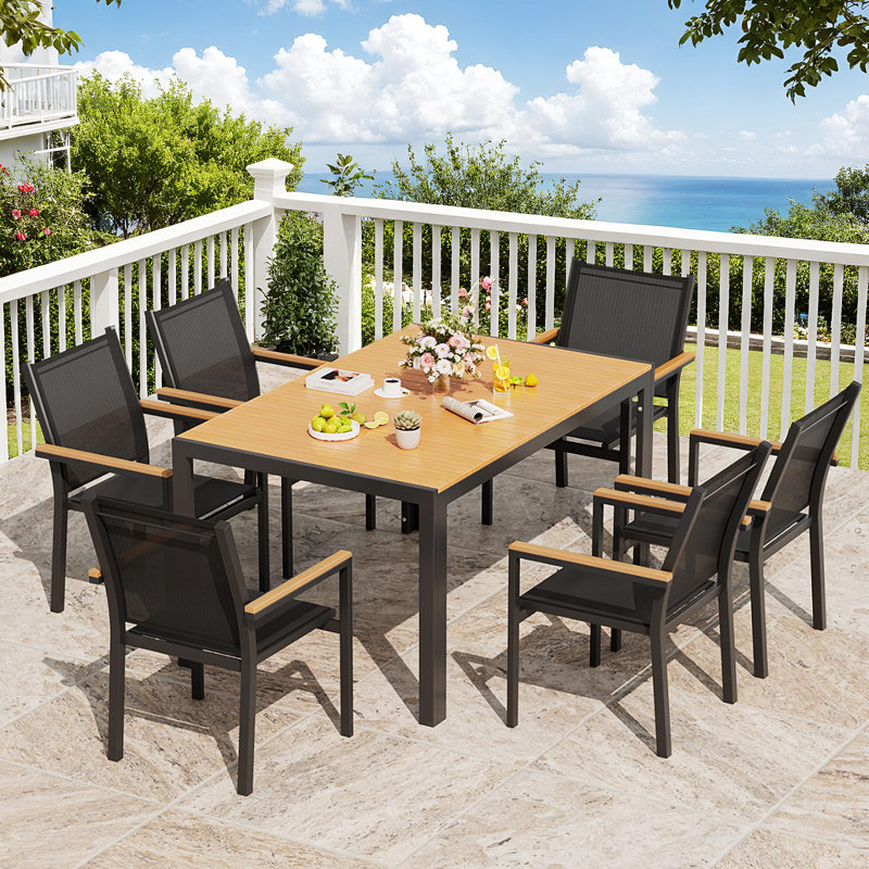 Weatherproof Garden Table, Large, 140 X 90 X 75 Cm, Aluminium Patio Table With Table Top, Rectangular Outdoor Dining Table For 6 People, Sturdy Garden, Patio Or Balcony Table
