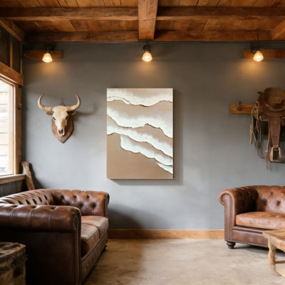 Vague abstraite, 20 x 30 pouces, cadre mural en bois à l'arrière