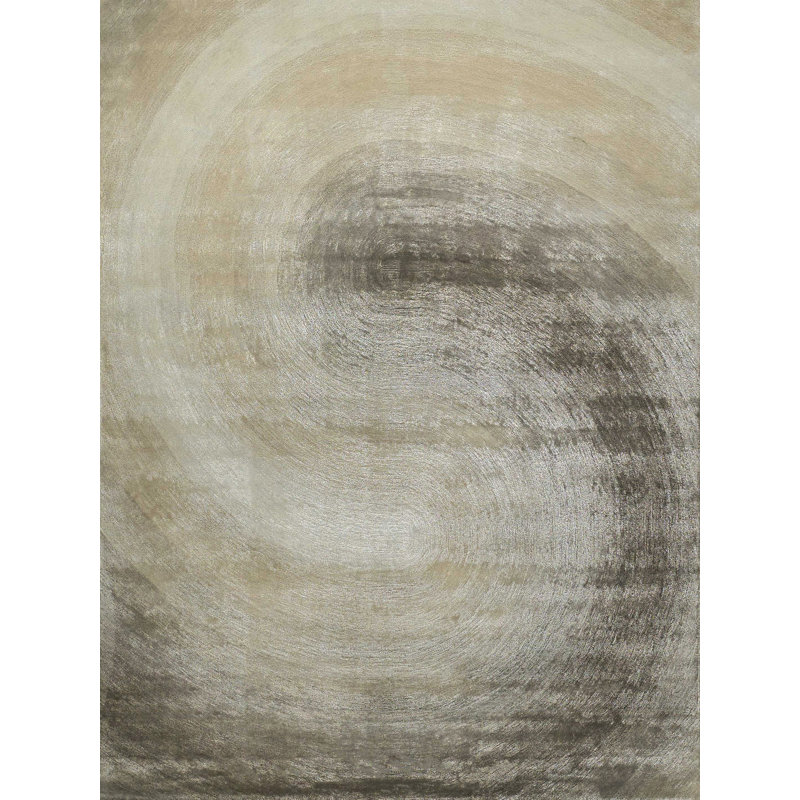 Mitomo Handmade Wool/Bamboo Silk, Taupe Area Rug, Rectangle 12' x 15'