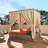 Patio Wicker Adjustable Sun Bed With Curtain-2112919814