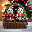 Figurine de Noël en forme d'ours de Noël Nostalgic Panda Duo