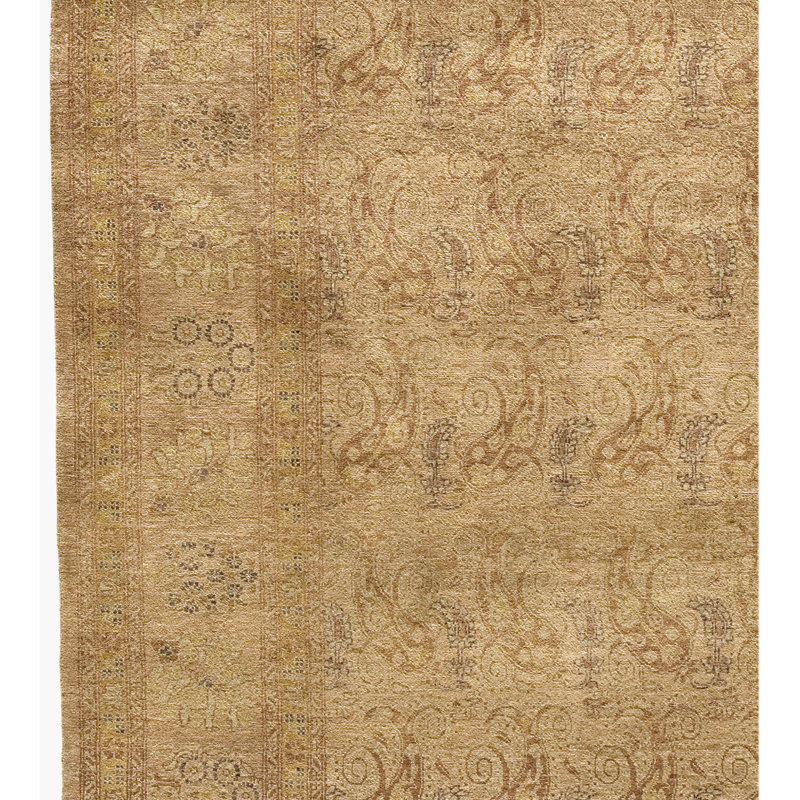 Wool Abstract Area Rug in Gold, Rectangle 9' x 12'