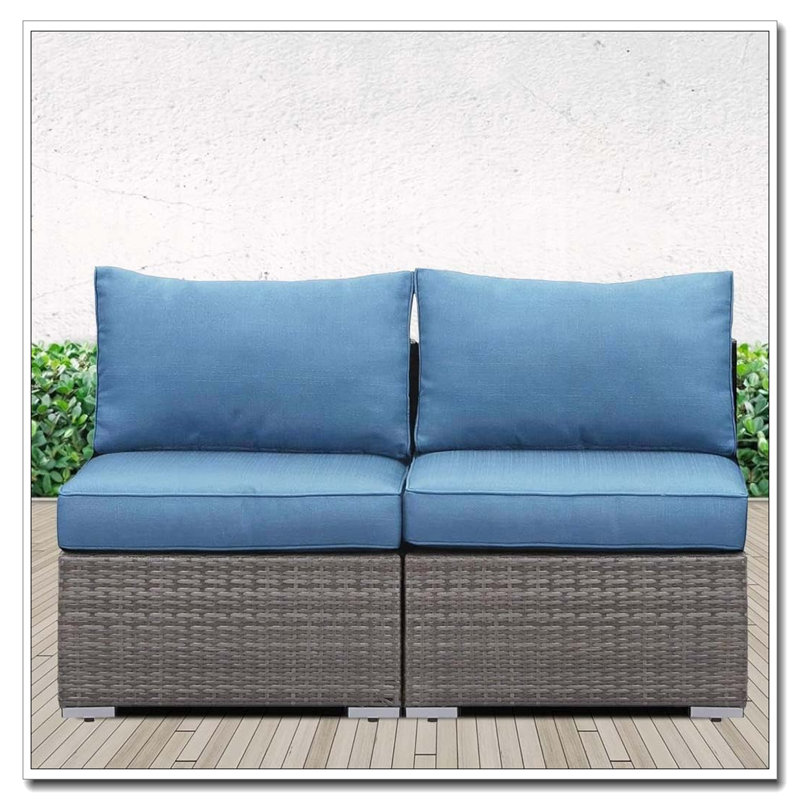 59.8 Outdoor Wicker Armless Sofa Set