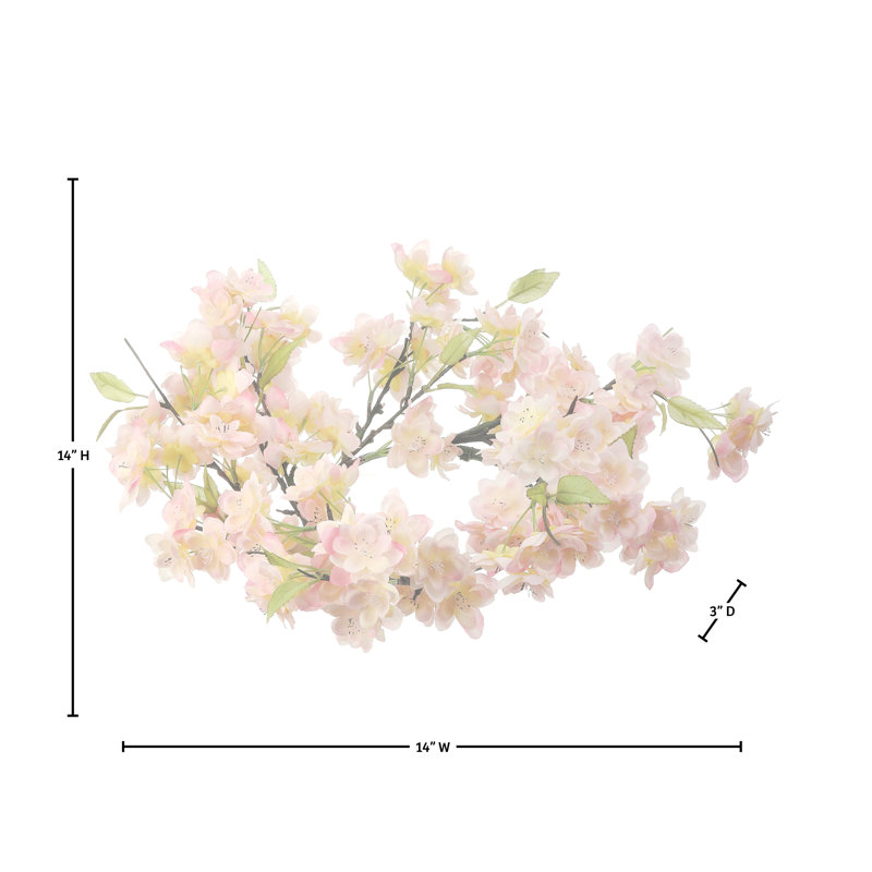 Couronne de fleurs de cerisier 14 po, Couronne de fleurs de cerisier rose