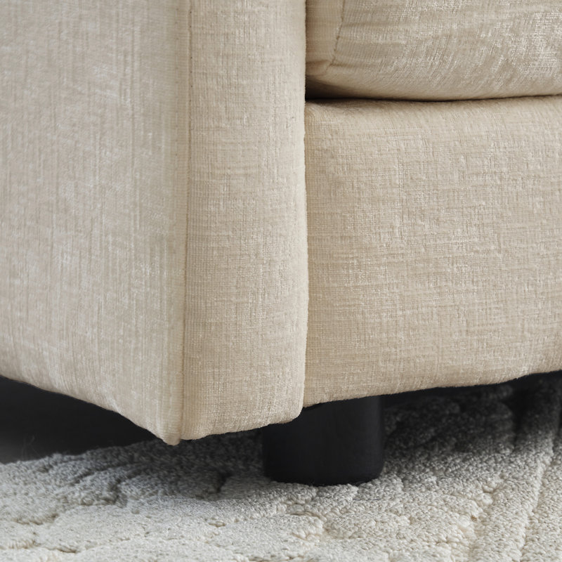 Fauteuils hauts en chenille (de 2), revêtement beige, base en bois, fauteuil d'appoint deux de relaxation pour salon, structure solide et solide, relaxant avec coussin