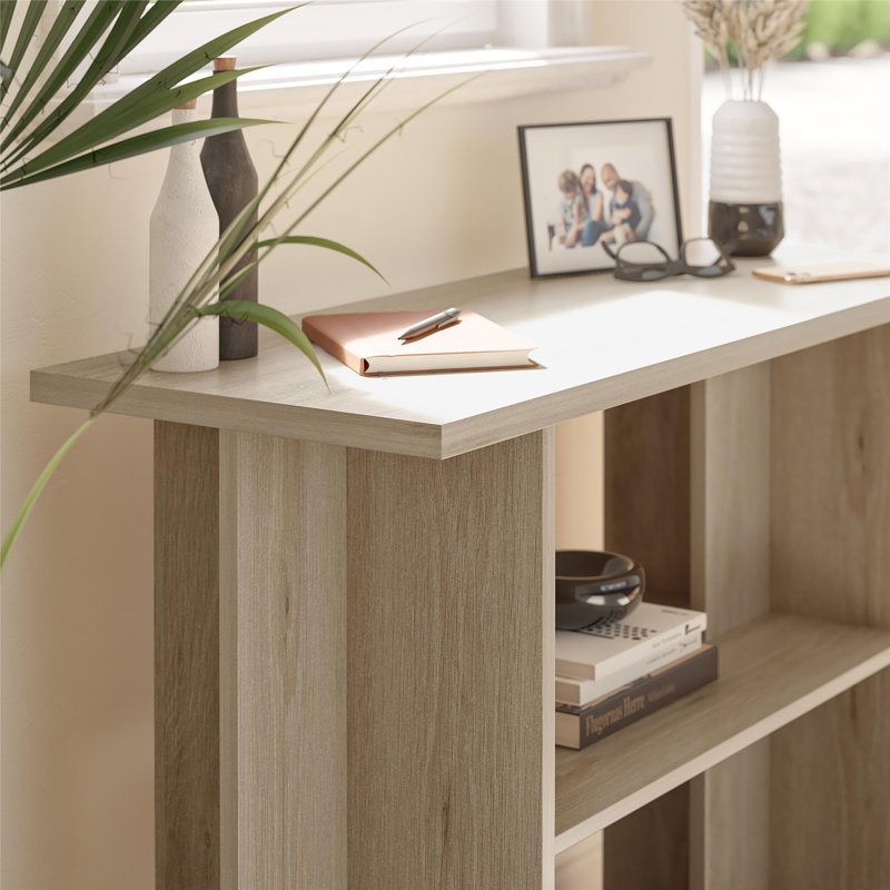 Light Oak Engineered Wood Minimalist Console Table