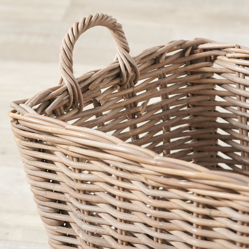 Hand Woven Wicker Laundry Hamper with Handles