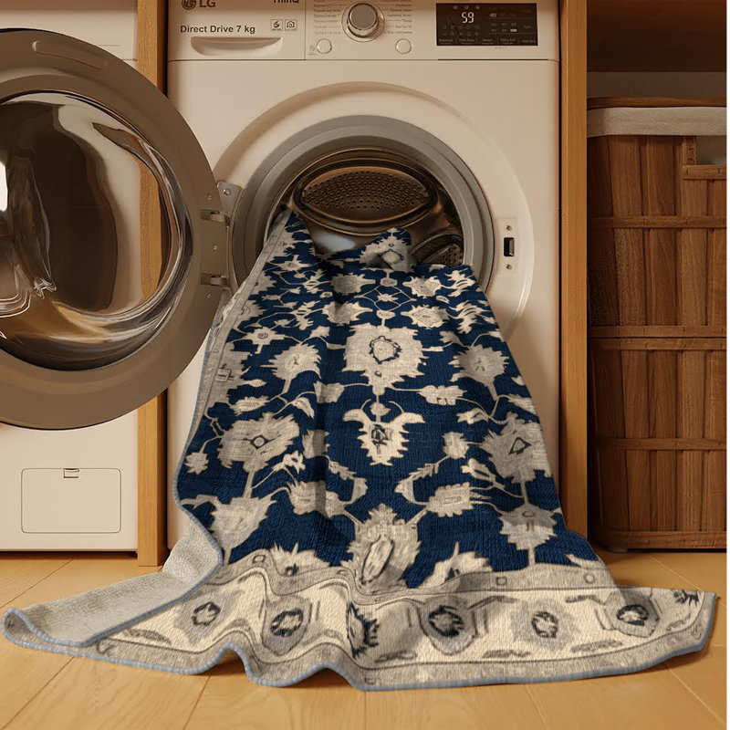 Tapis gris lavable à la machine, Carré 8 pi