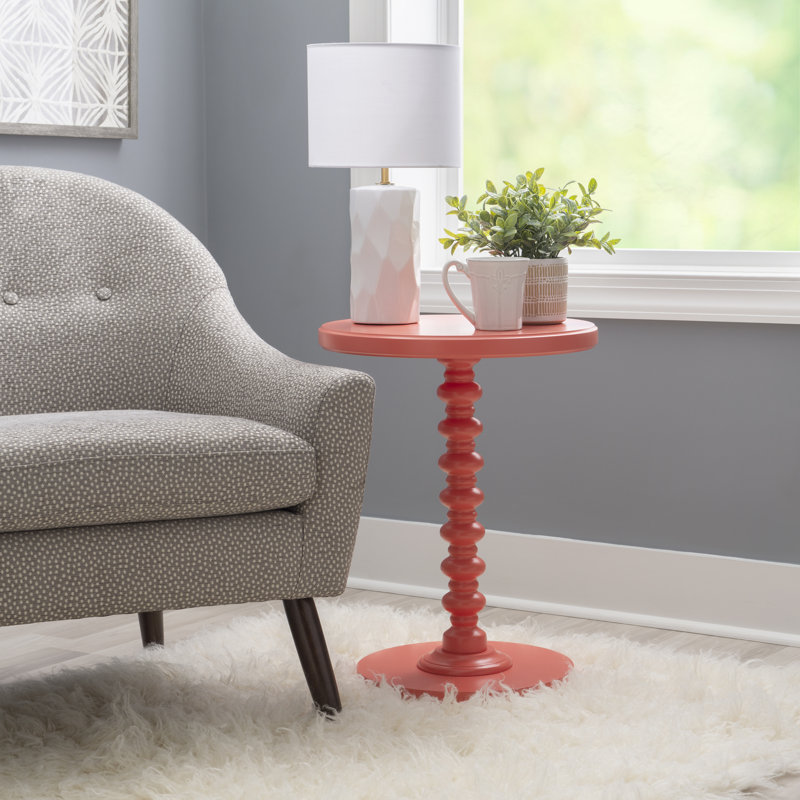 Table de bout à piédestal Fiama, Corail, H 22,25 po x l 17 po