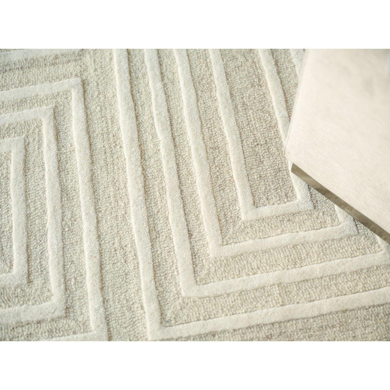 Teton Handmade New Zealand Wool Cream/Ivory Area Rug, Rectangle 9' x 12'