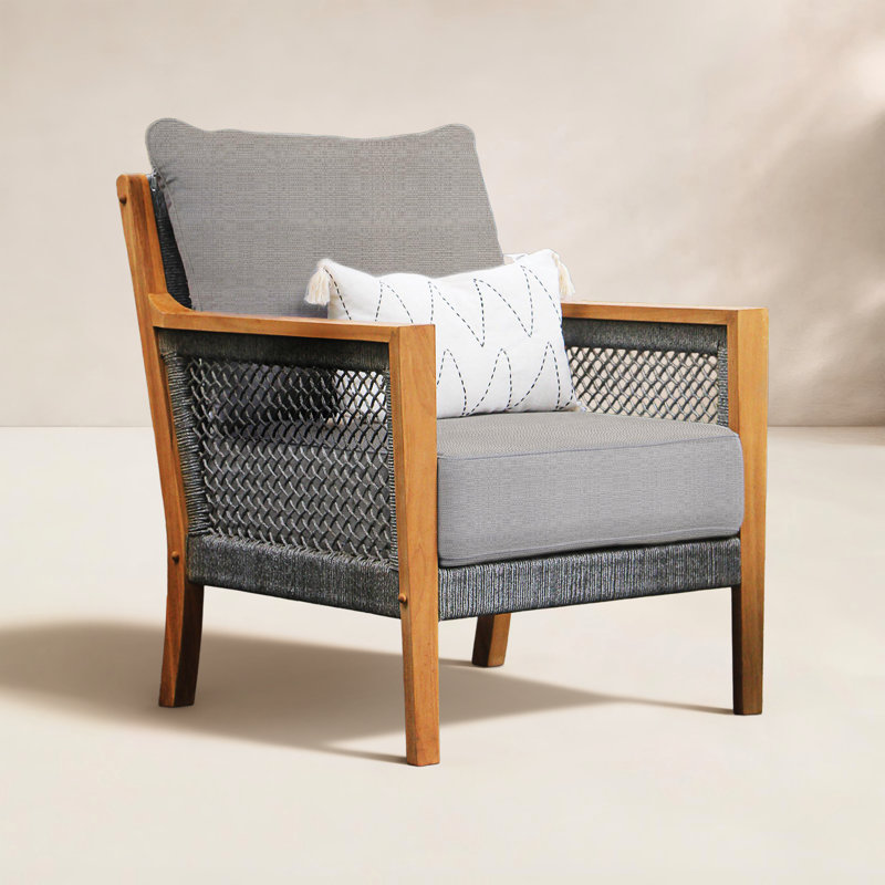 Wallace Teak Outdoor Lounge Chair, Beige