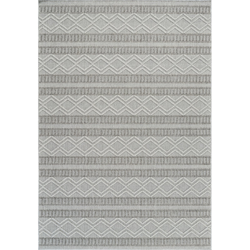 4' X 6' Beige and Gray Striped Distressed Indoor Outdoor Area Rug