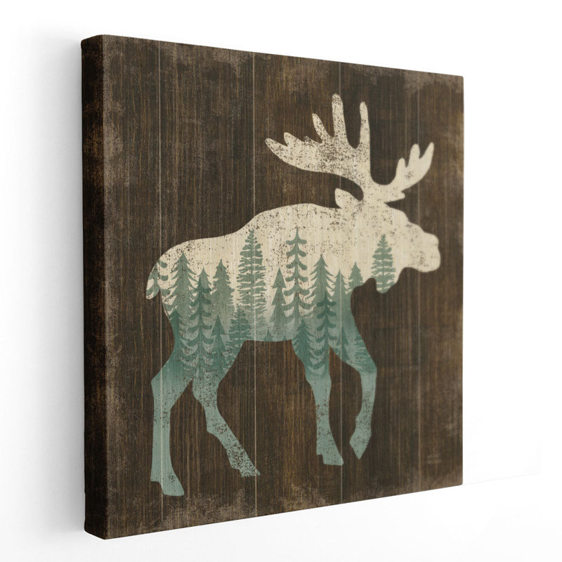 «Simple Living Moose Silhouette», reproduction d'art sur toile, H 40 po x l 40 po