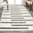Colline Berber Stripe Shag White/Gray Rug-1853748483