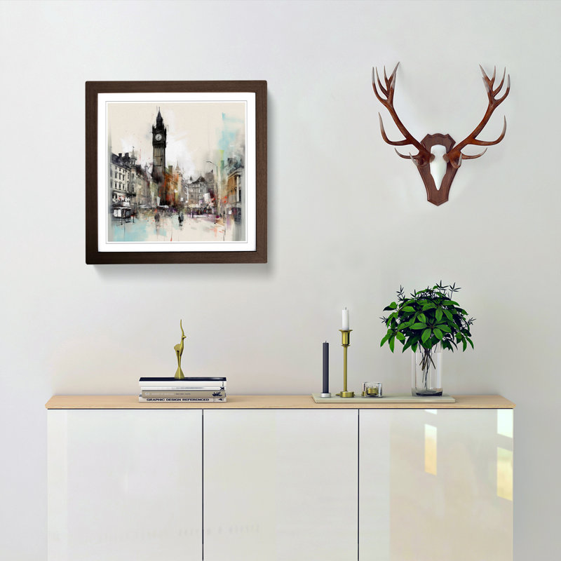 City of Manchester Gestural Art - Framed Print, Walnut