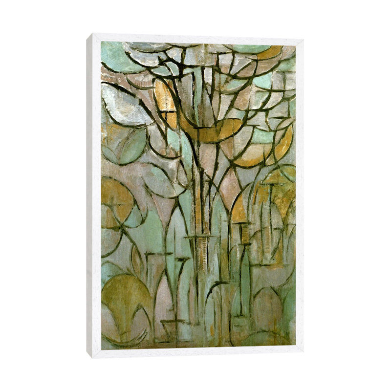 Piet Mondrian - Wrapped Canvas Painting, 66.04 cm H x 45.72 cm W, White Framed