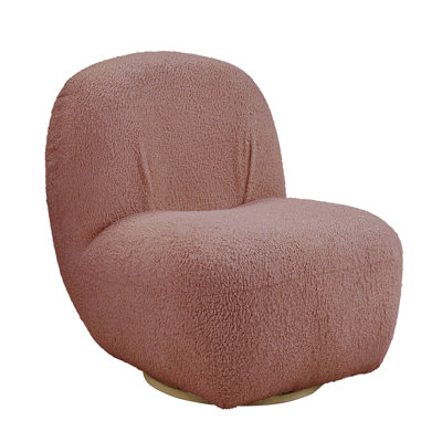 Chaise pivotante rose pour espace de vie - Style moderne, revêtement, assise en mousse, coussins de dossier et de dossier fixes, 27,5 po de hauteur x 32,5 po de profondeur, accent dans une rotation à 360 degrés, Superior H W P