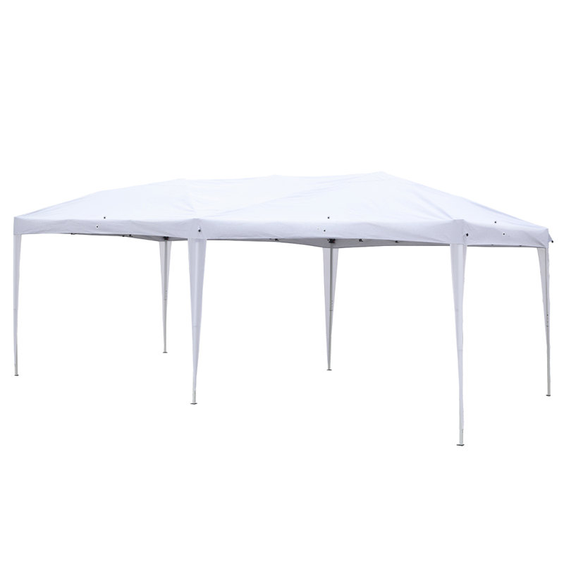 20 Ft. W x 10 Ft. D Steel Pop-Up Canopy with Four 10 FT. Windows and Two 10 FT. Doors, White