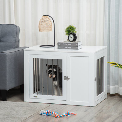 Furniture-Style Dog Crate End Table with 2 Doors for Medium Dogs