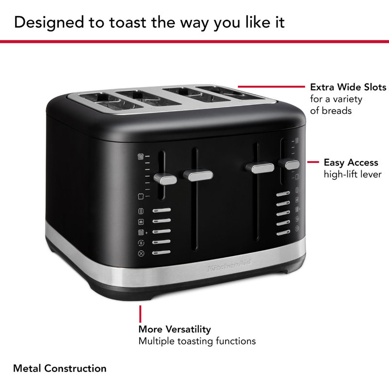 KitchenAid 4 Slice Toaster, Matte Black