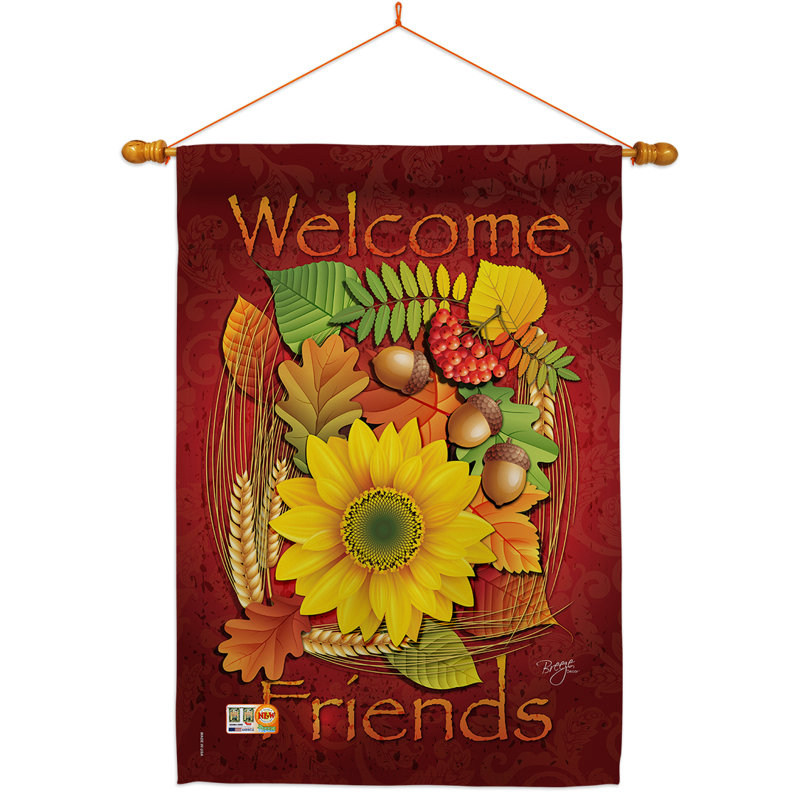 Ensemble de drapeaux en polyester 40 po x 28 po Welcome Friends