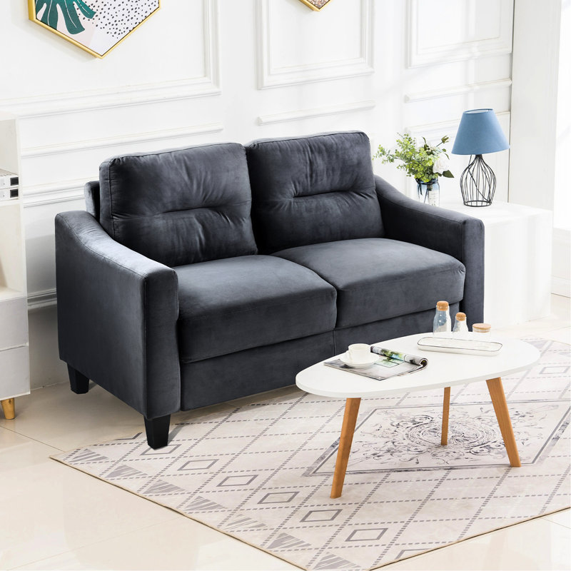 Velours pour la chambre à coucher, canapé de détente légèrement incliné confortable en velours, construction, petits espaces et bureau noirs