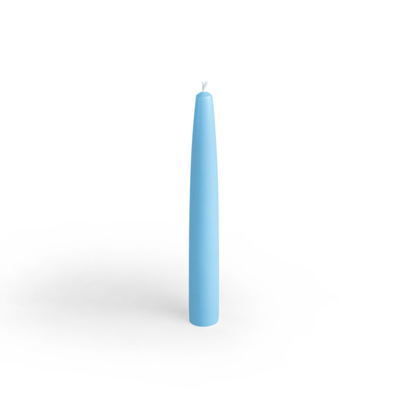 Ensemble de 12 chandelles coniques non parfumées 12 pièces, H 6'', Bleu clair