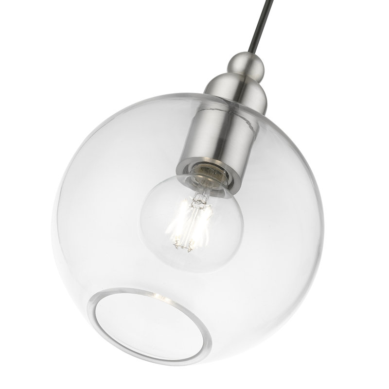 Luminaire suspendu en dome à 1 lumière, Nickel brossé
