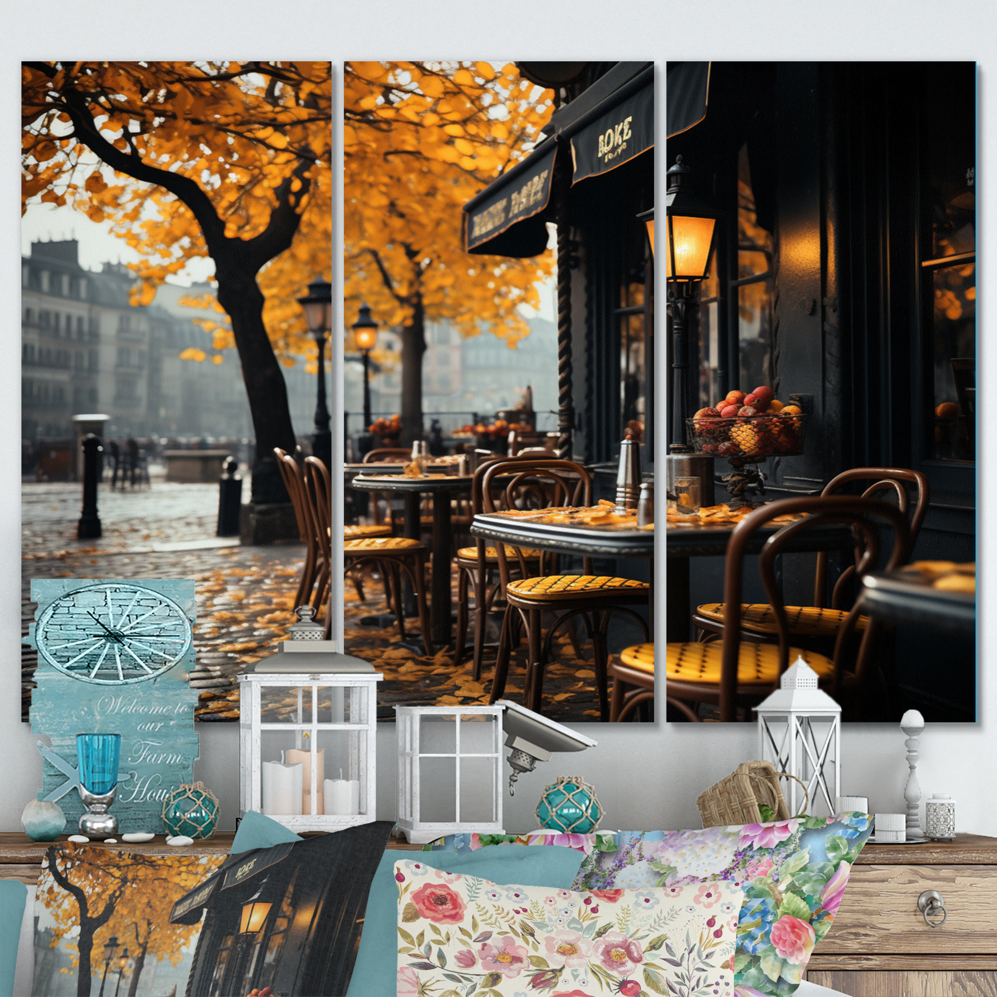 Winston Porter France Parisian Cafe Charm III On Canvas 3 Pieces Print ...
